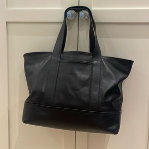 J Crew Montauk Tote Black Leather Medium Large